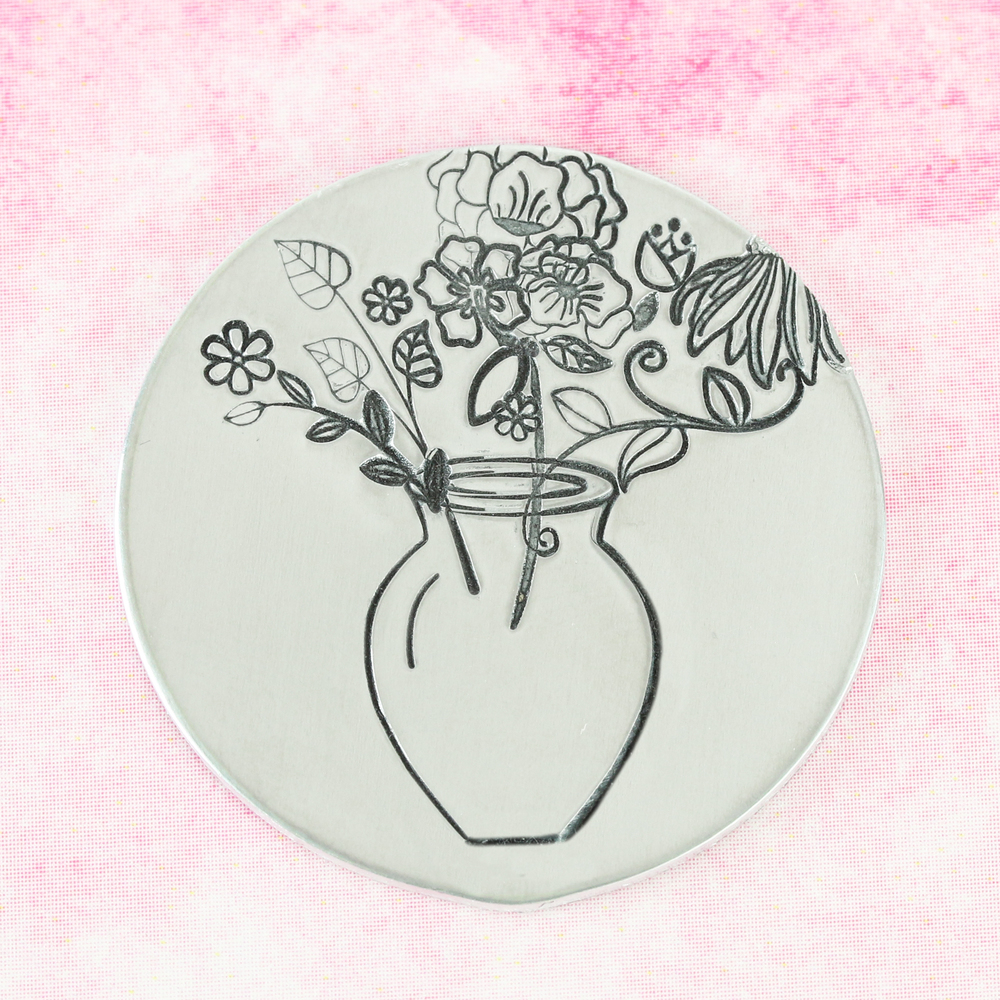 Metal Stamping Tools Tall and Wide Classic Flower Vase Metal Design Stamp, 17mm - Beaducation Original